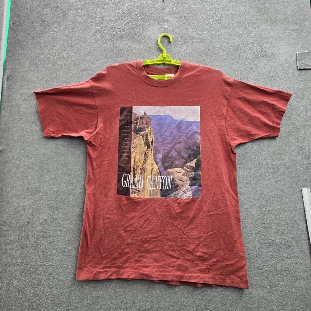 VINTAGE Grand Canyon Men Shirt XL Red 90s Single Stitch Short Sleeve READ